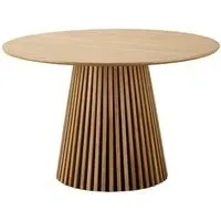 Osaka 4-Seater Round Dining Table with Slatted Base - Oak