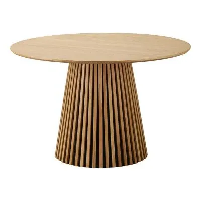 Osaka 4-Seater Round Dining Table with Slatted Base - Oak image