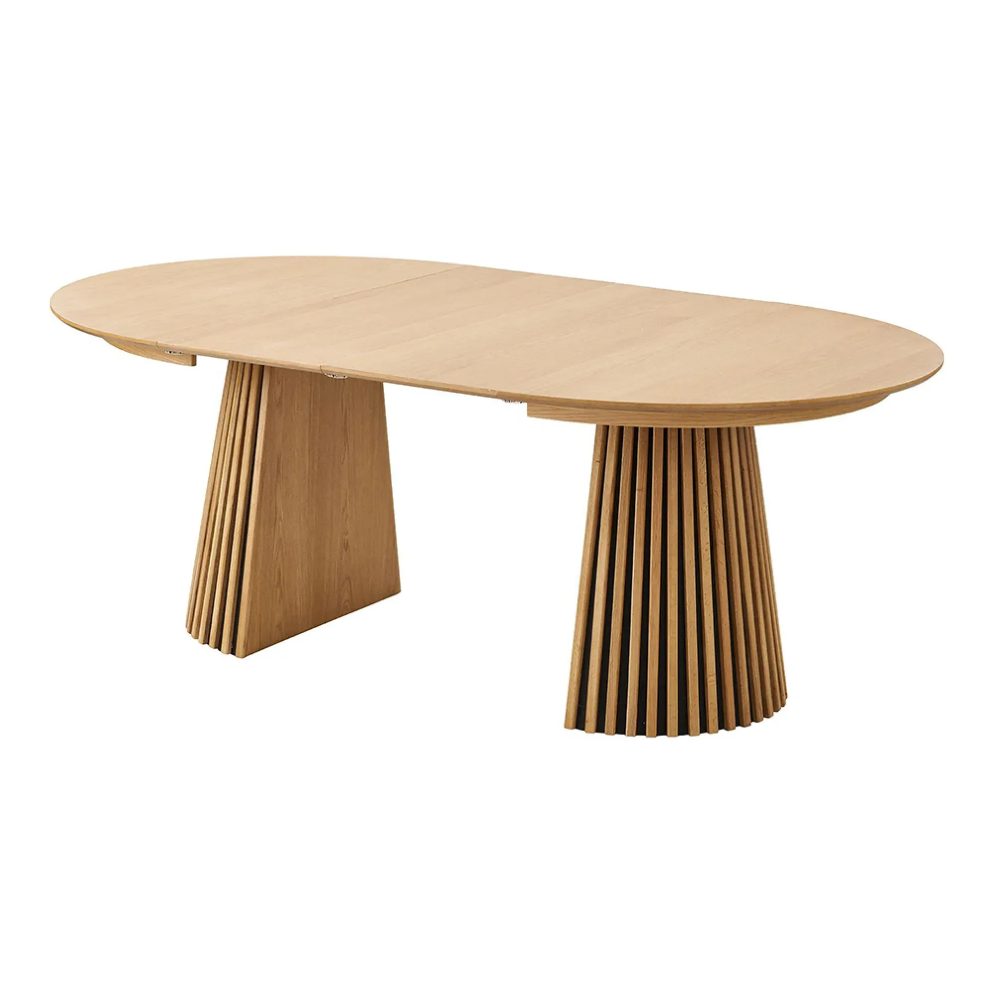 Osaka 4-Seater Round Dining Table with Slatted Base - Oak