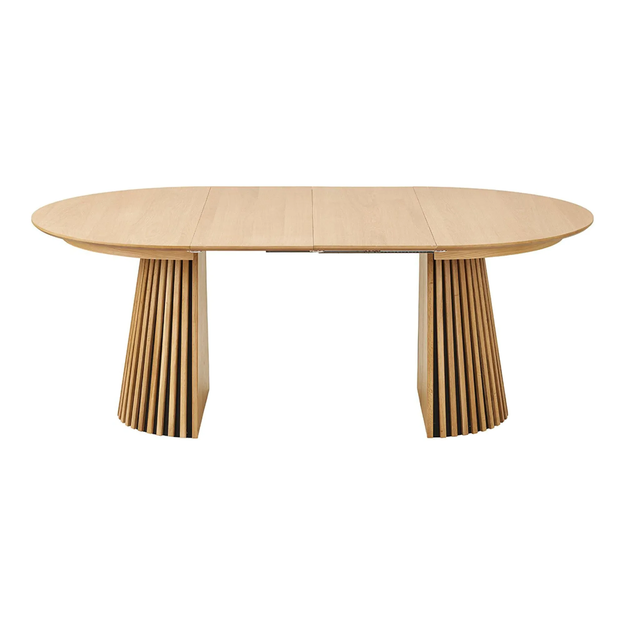 Osaka 4-Seater Round Dining Table with Slatted Base - Oak