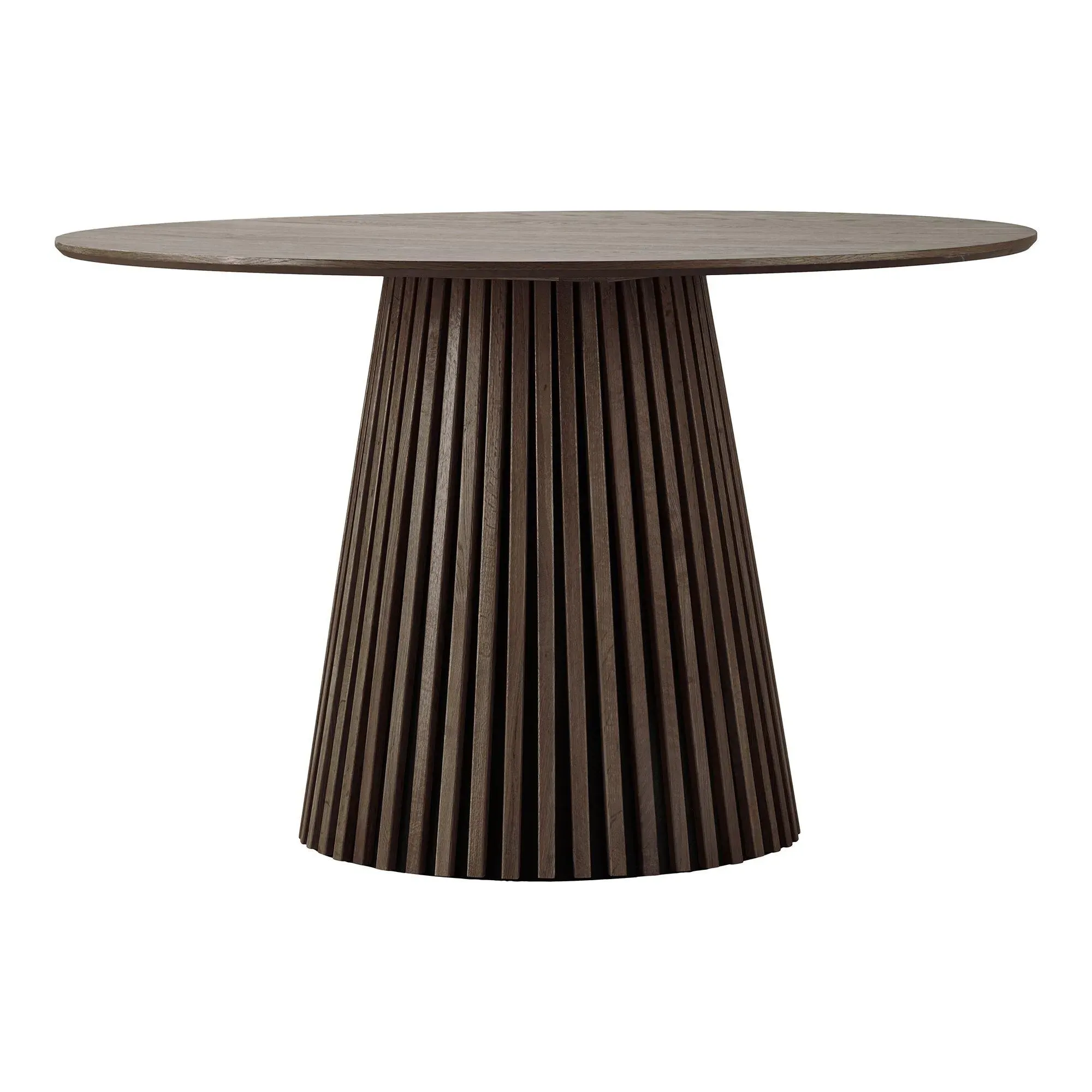 Osaka 4-Seater Round Dining Table with Slatted Base - Smoked