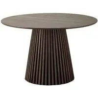 Osaka 4-Seater Round Dining Table with Slatted Base - Smoked