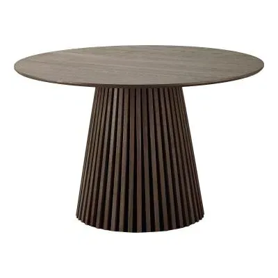 Osaka 4-Seater Round Dining Table with Slatted Base - Smoked