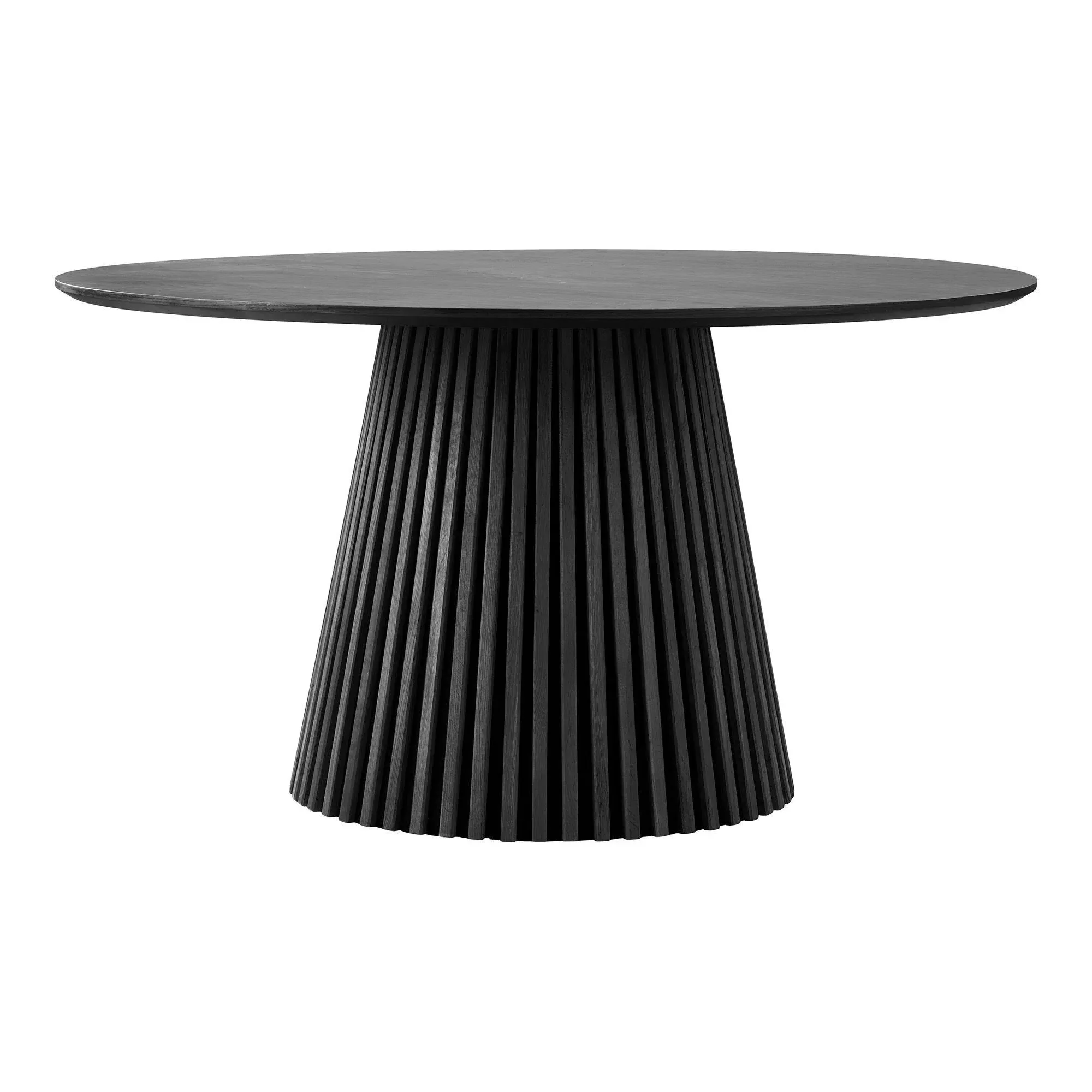 Osaka 6 Seater Round Dining Table with Slatted Base - Black Oak