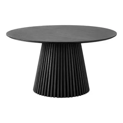 Osaka 6 Seater Round Dining Table with Slatted Base - Black Oak