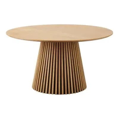 Osaka 6 Seater Round Dining Table with Slatted Base - Oak image