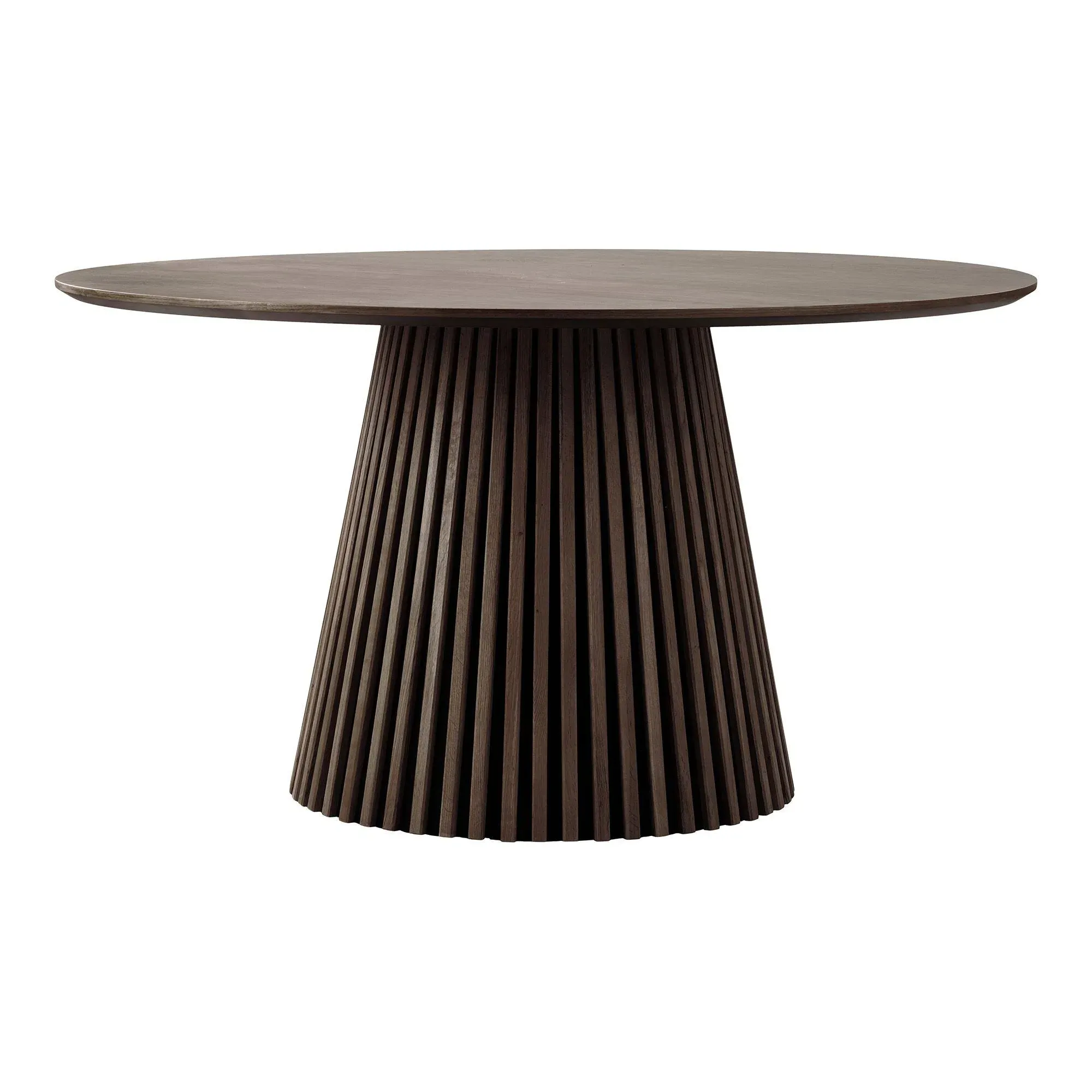 Osaka 6 Seater Round Dining Table with Slatted Base - Smoked Oak