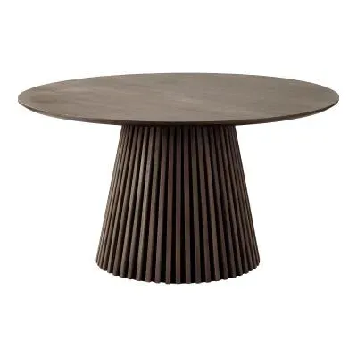 Osaka 6 Seater Round Dining Table with Slatted Base - Smoked Oak
