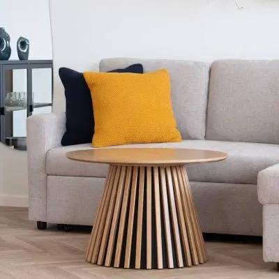Osaka Round Coffee Table with Slatted Base - Oak image