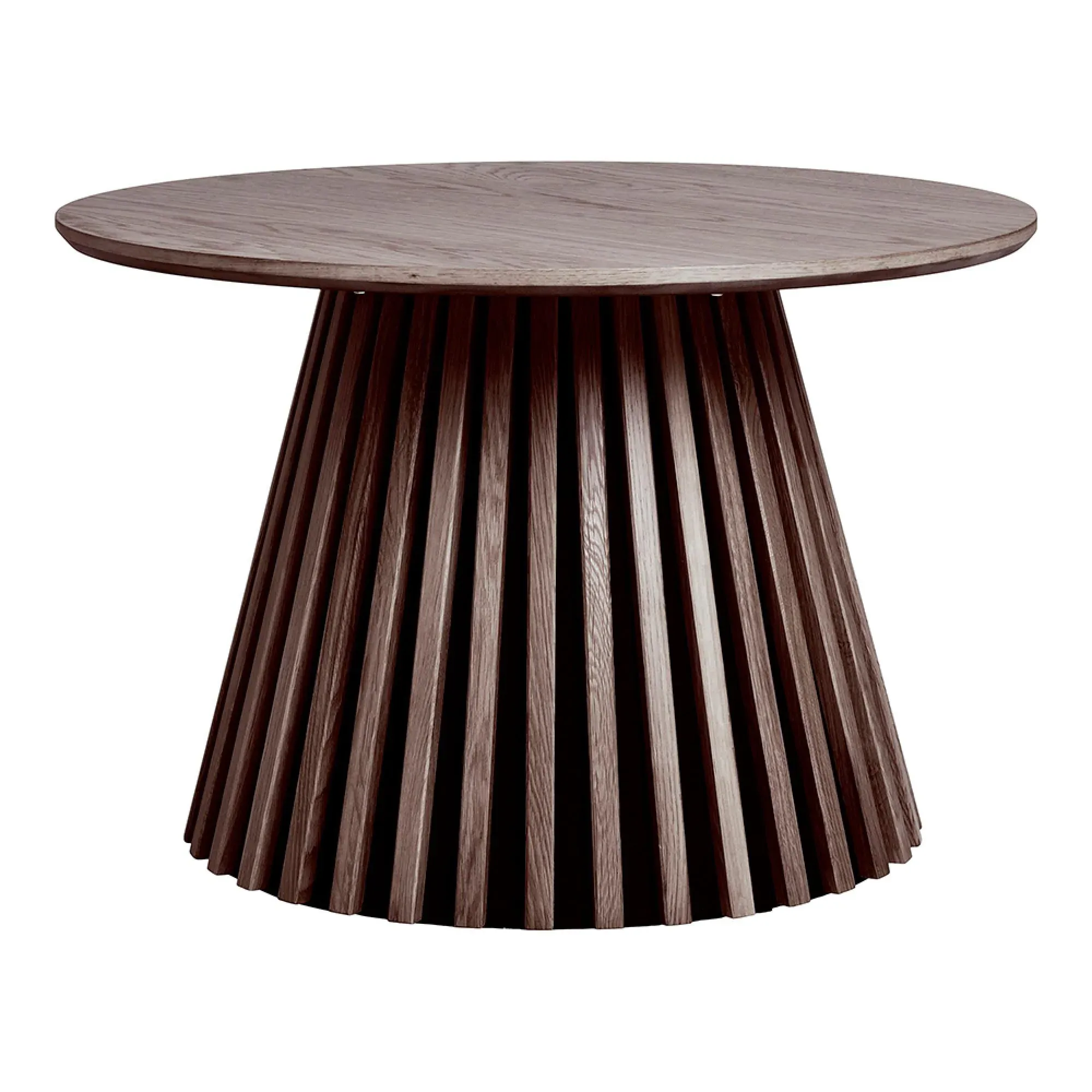 Osaka Round Coffee Table with Slatted Base - Smoked Oak