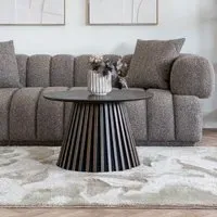 Osaka Round Coffee Table with Slatted Base - Smoked Oak