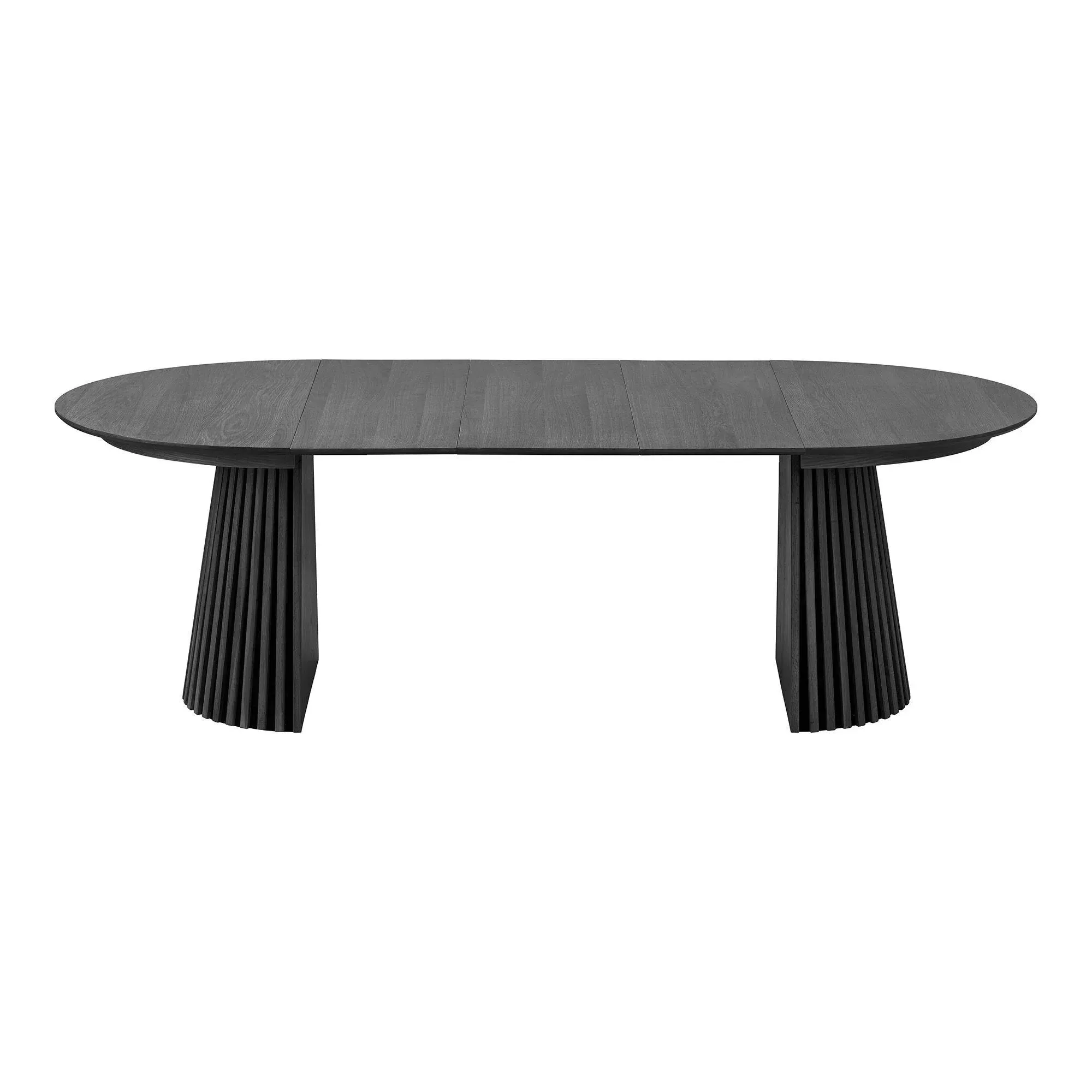 Osaka Round Extending Dining Table with Slatted Base - Black Oak