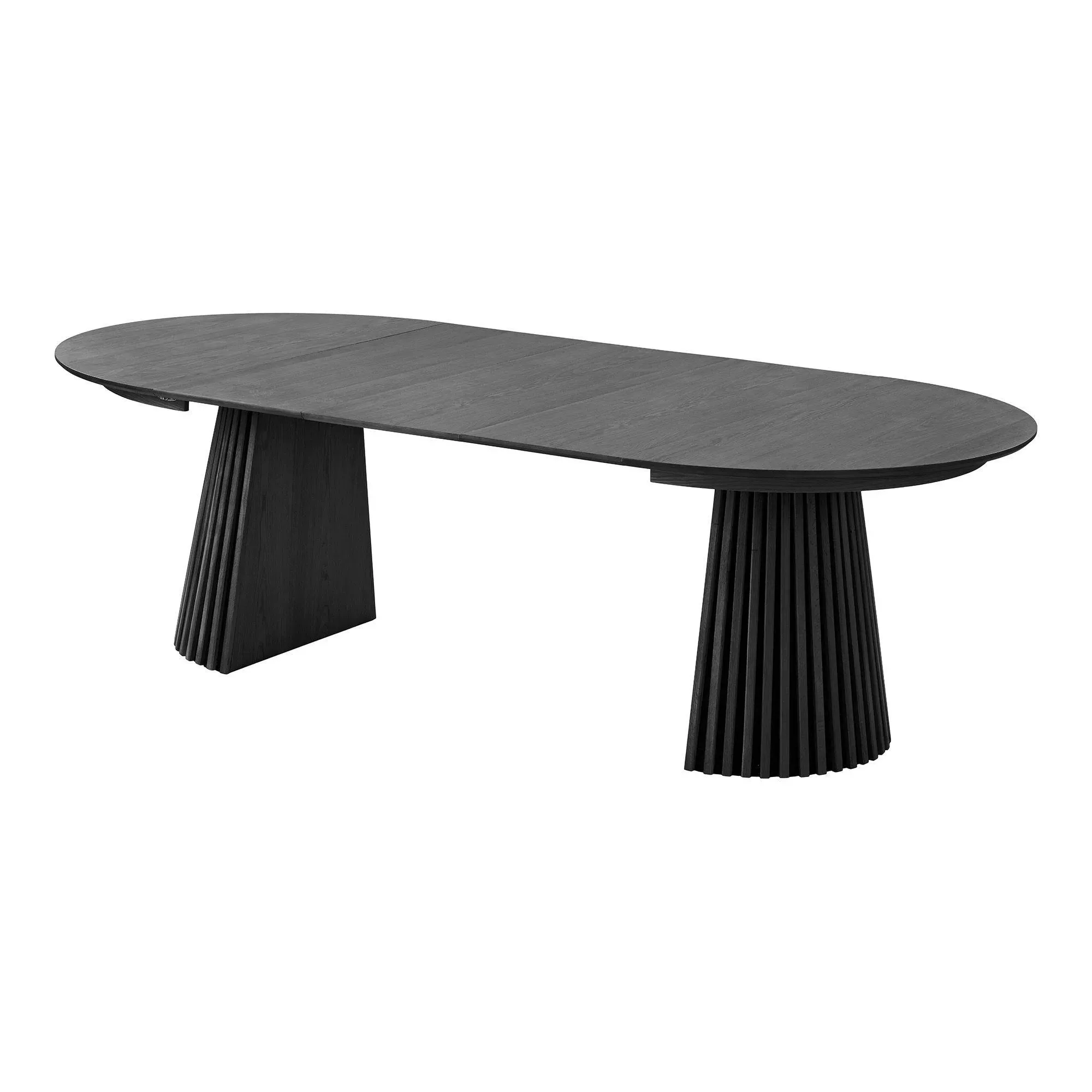 Osaka Round Extending Dining Table with Slatted Base - Black Oak