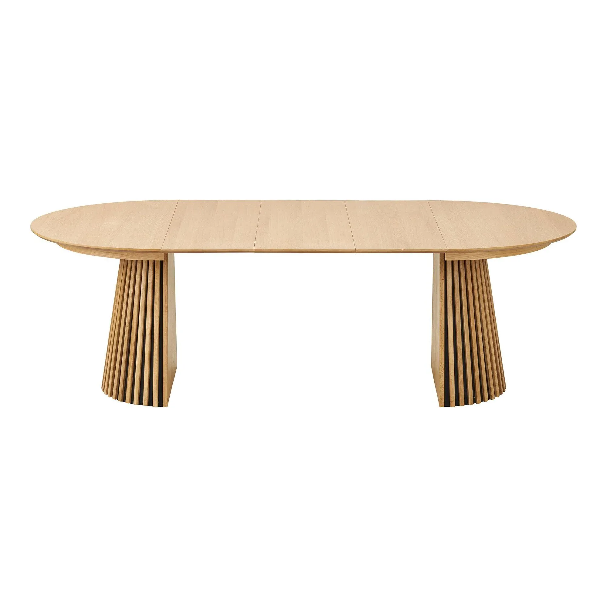 Osaka Round Extending Dining Table with Slatted Base - Oak