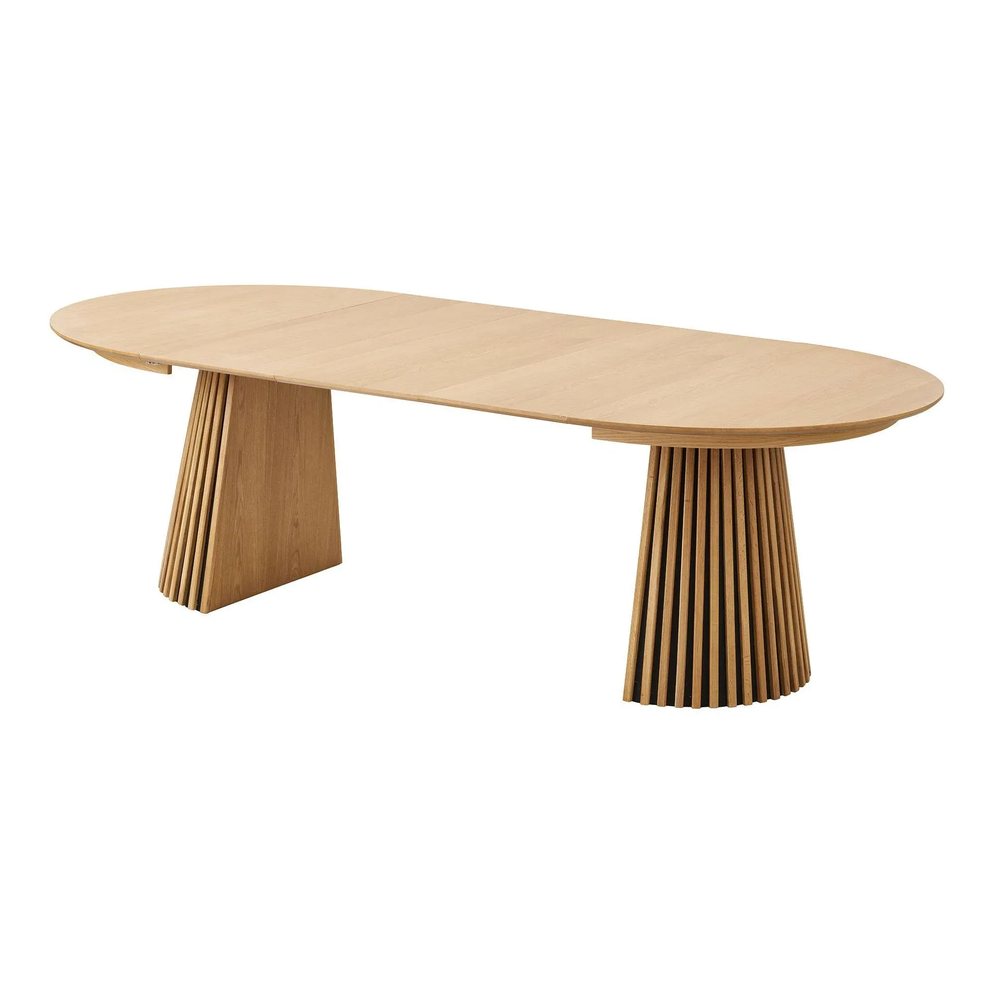 Osaka Round Extending Dining Table with Slatted Base - Oak