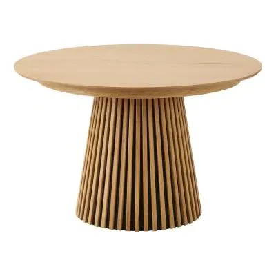 Osaka Round Extending Dining Table with Slatted Base - Oak image
