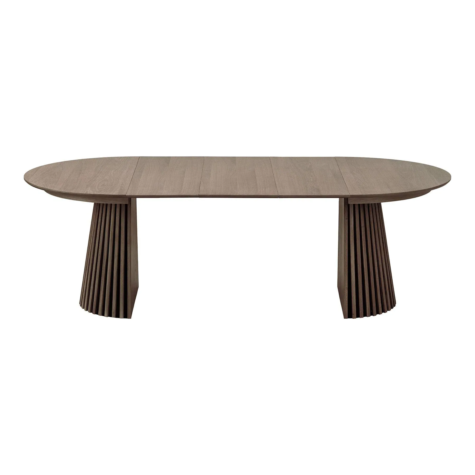 Osaka Round Extending Dining Table with Slatted Base - Smoked Oak
