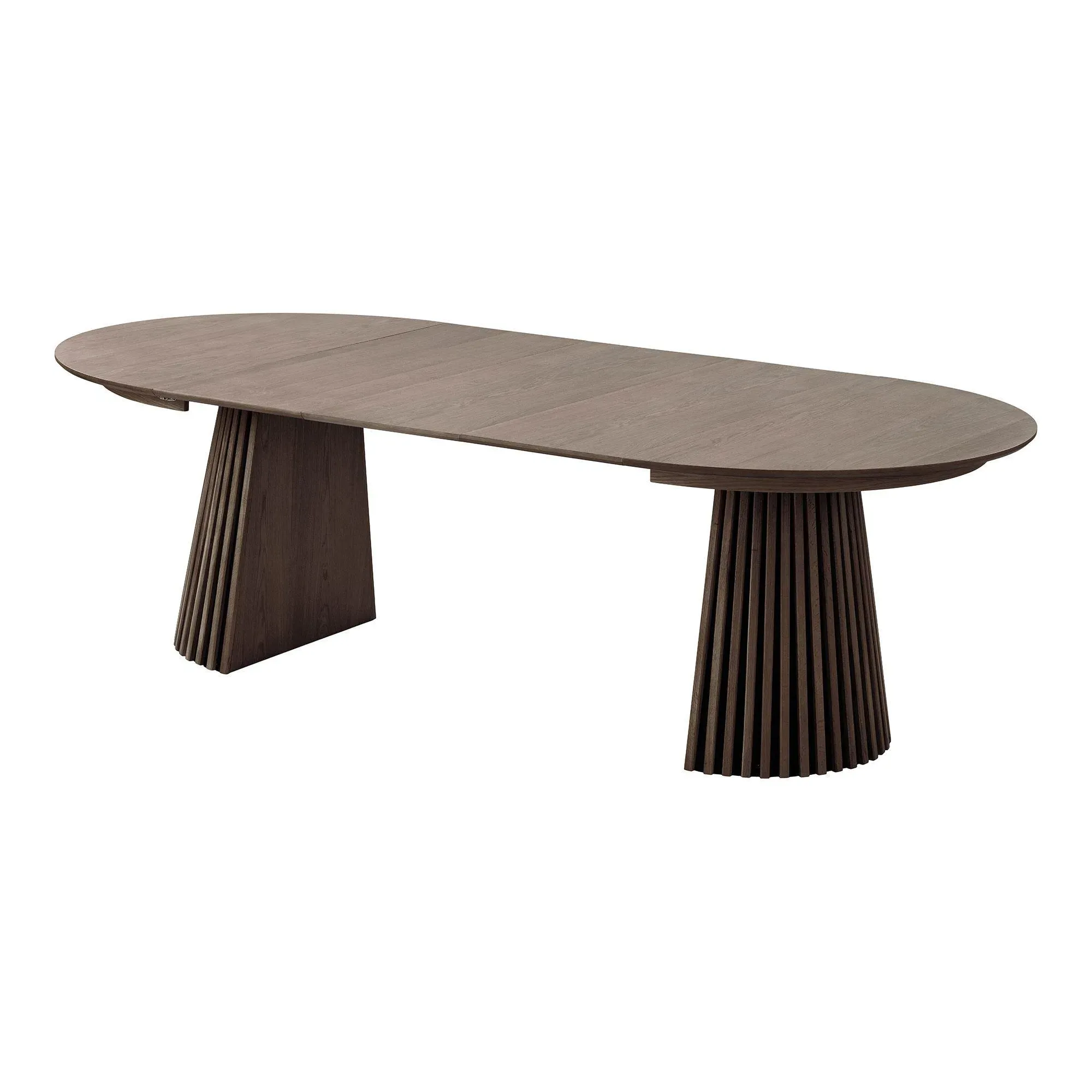 Osaka Round Extending Dining Table with Slatted Base - Smoked Oak