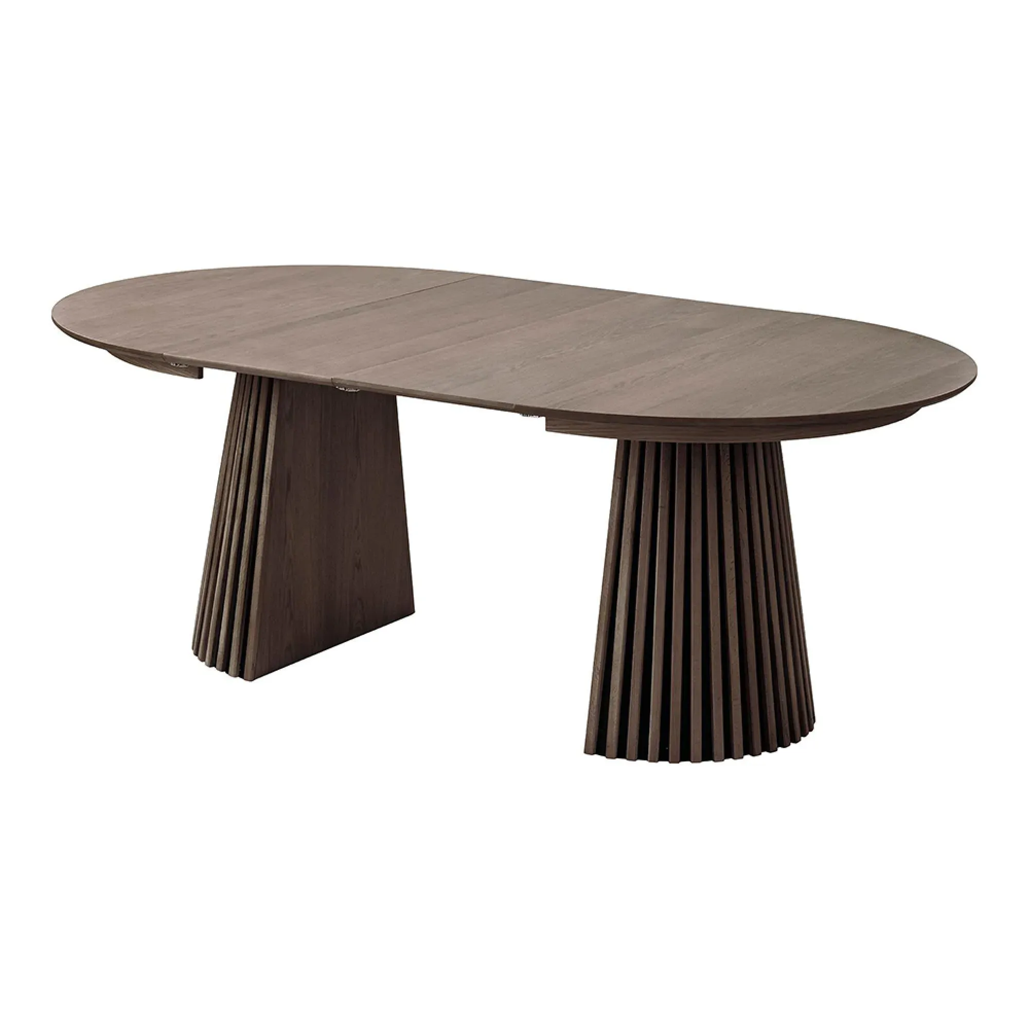 Osaka Round Extending Dining Table with Slatted Base - Smoked Oak
