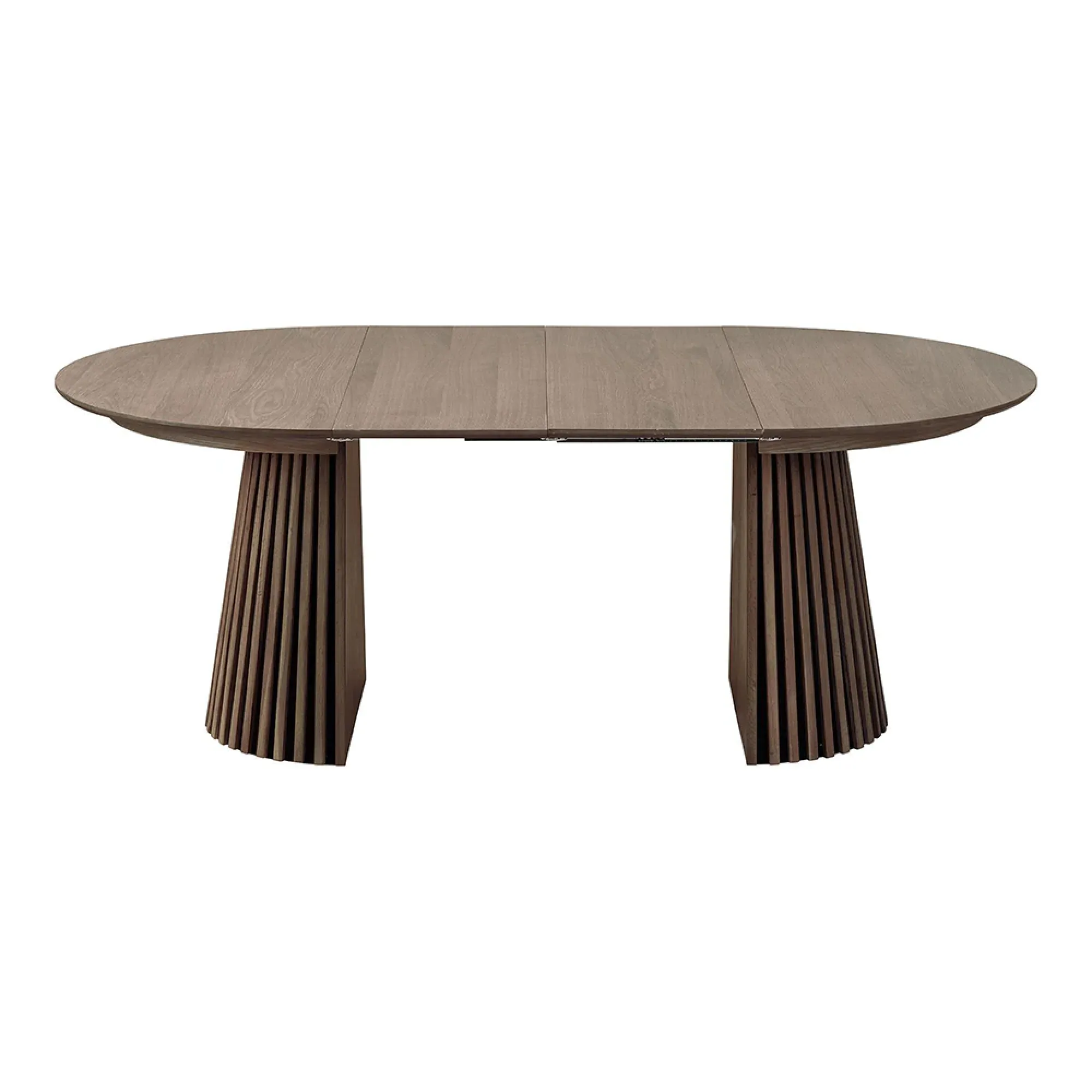 Osaka Round Extending Dining Table with Slatted Base - Smoked Oak