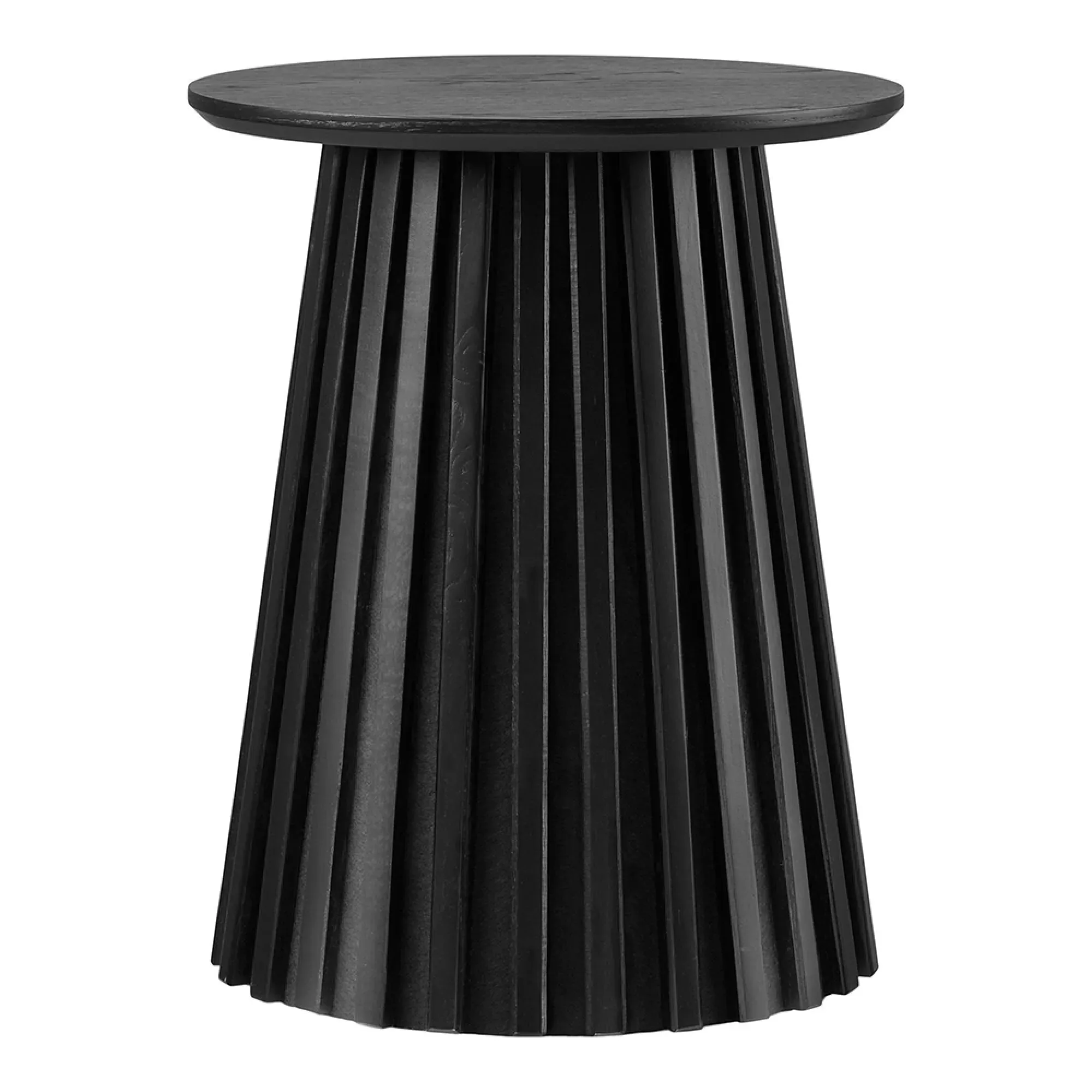 Osaka Round Side Table with Slatted Base - Black