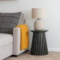 Osaka Round Side Table with Slatted Base - Black