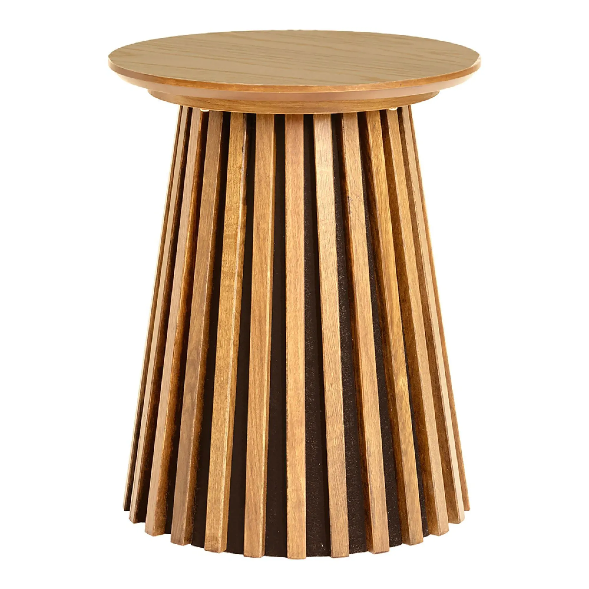 Osaka Round Side Table with Slatted Base - Oak