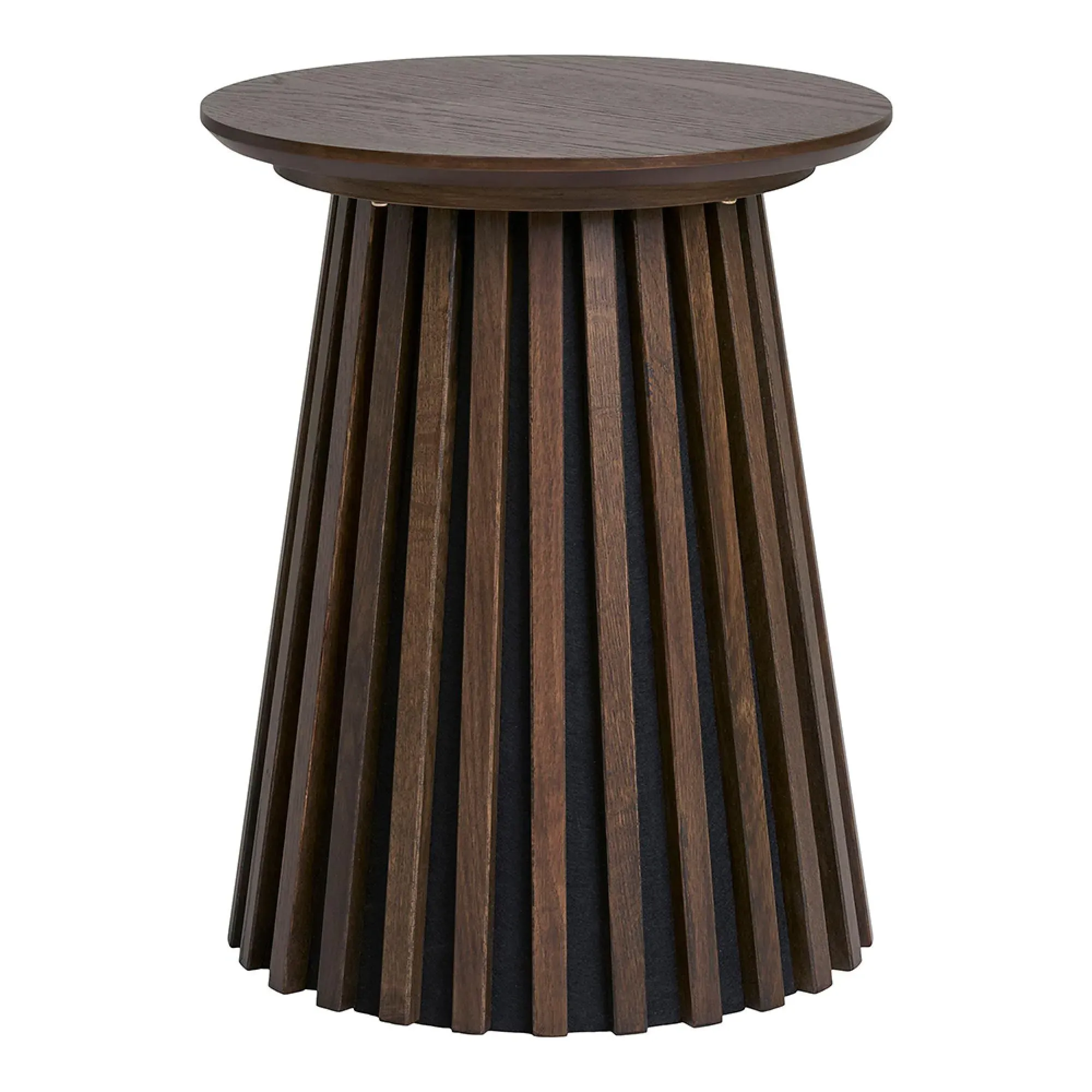 Osaka Round Side Table with Slatted Base - Smoked Oak