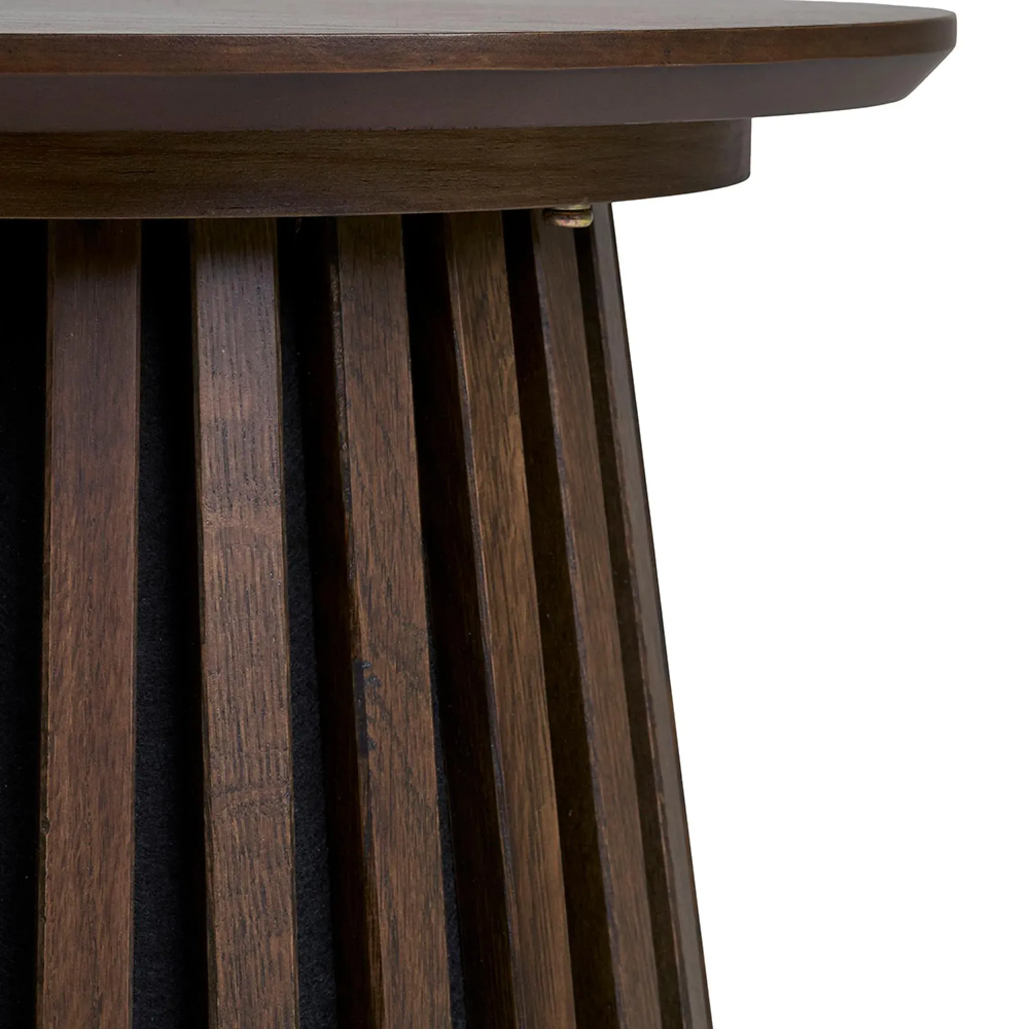 Osaka Round Side Table with Slatted Base - Smoked Oak