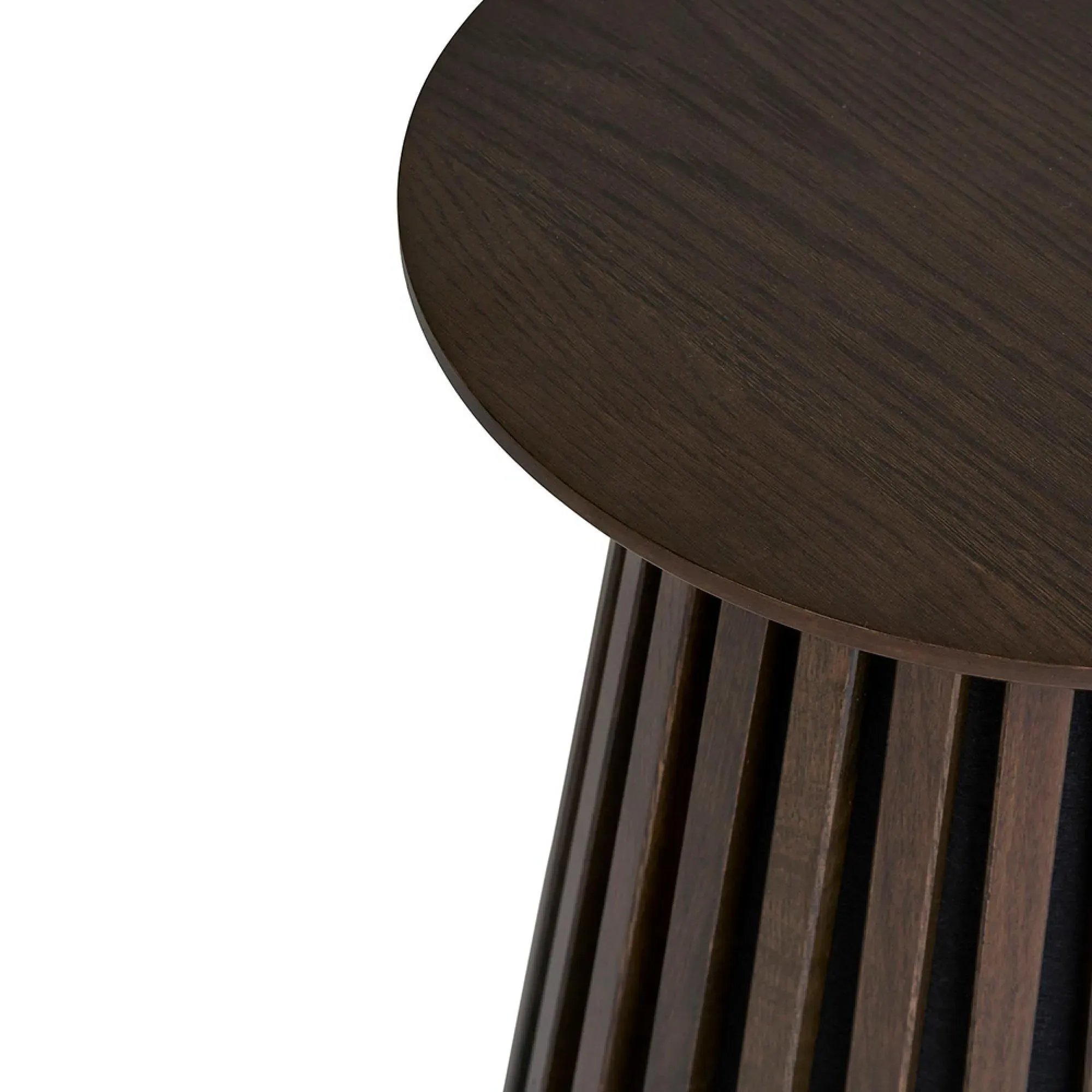 Osaka Round Side Table with Slatted Base - Smoked Oak