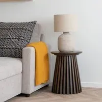 Osaka Round Side Table with Slatted Base - Smoked Oak