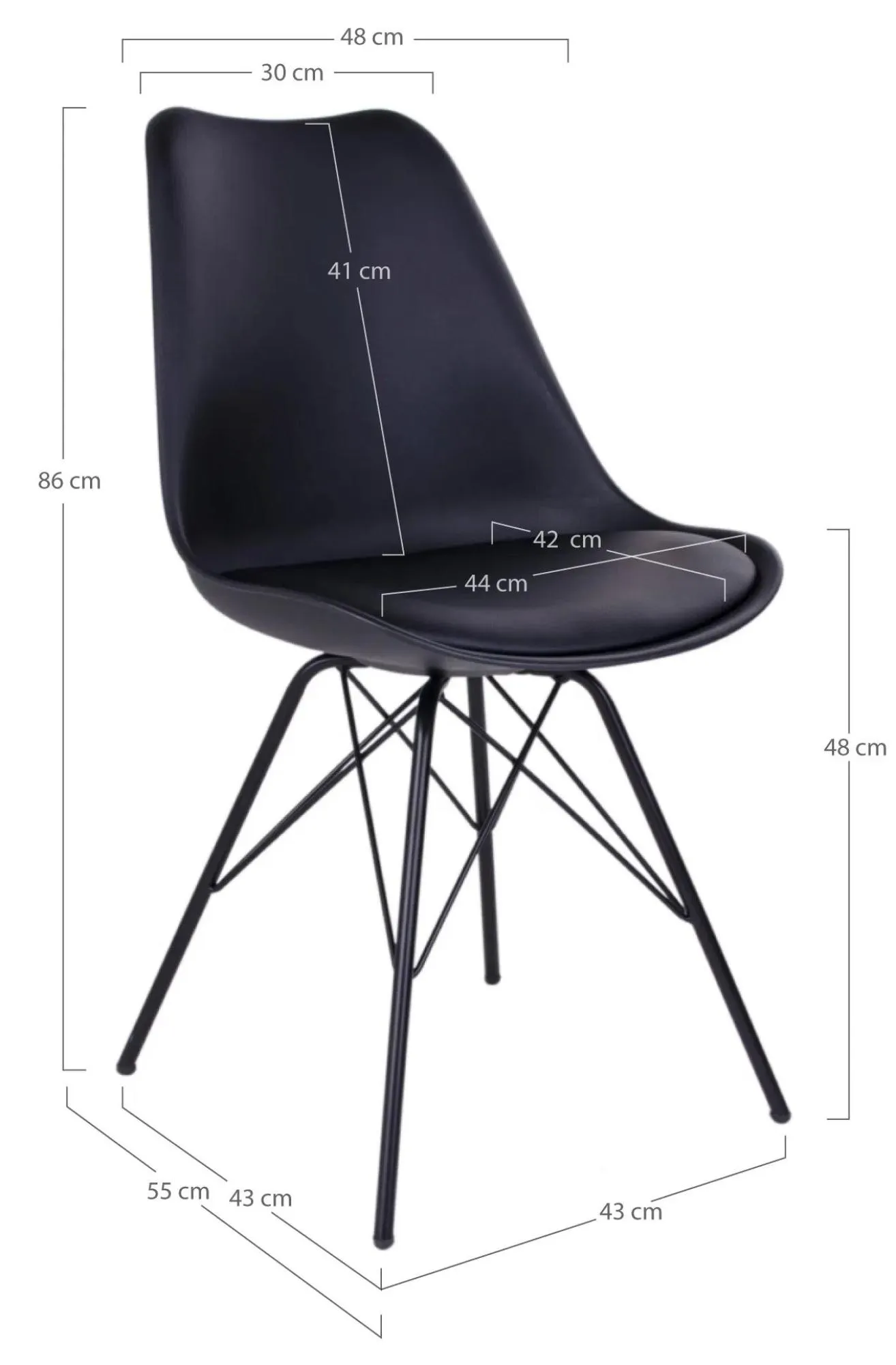Oslo Dining Chair - Black, Faux Leather