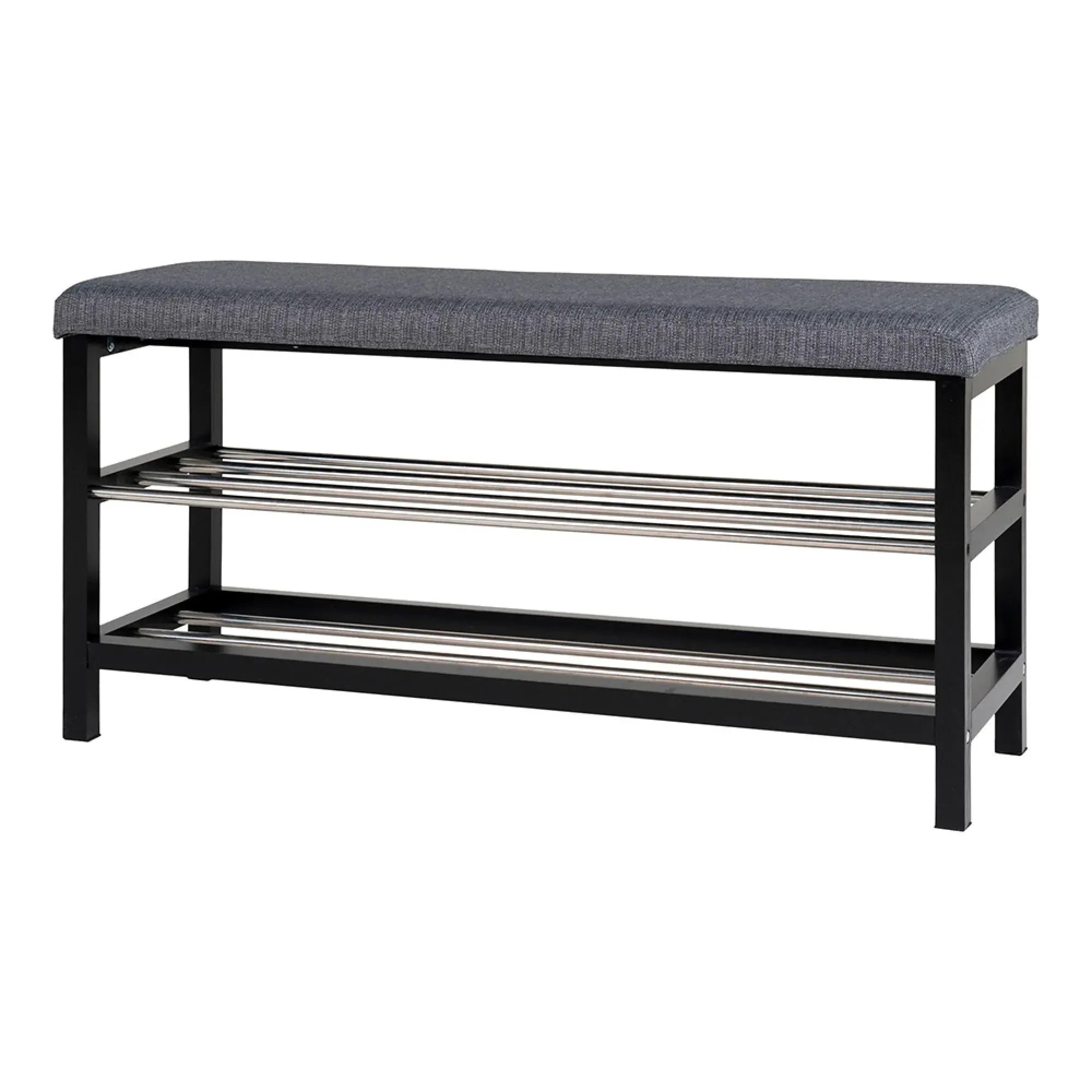 Padova Fabric Bench with Shelves - Grey