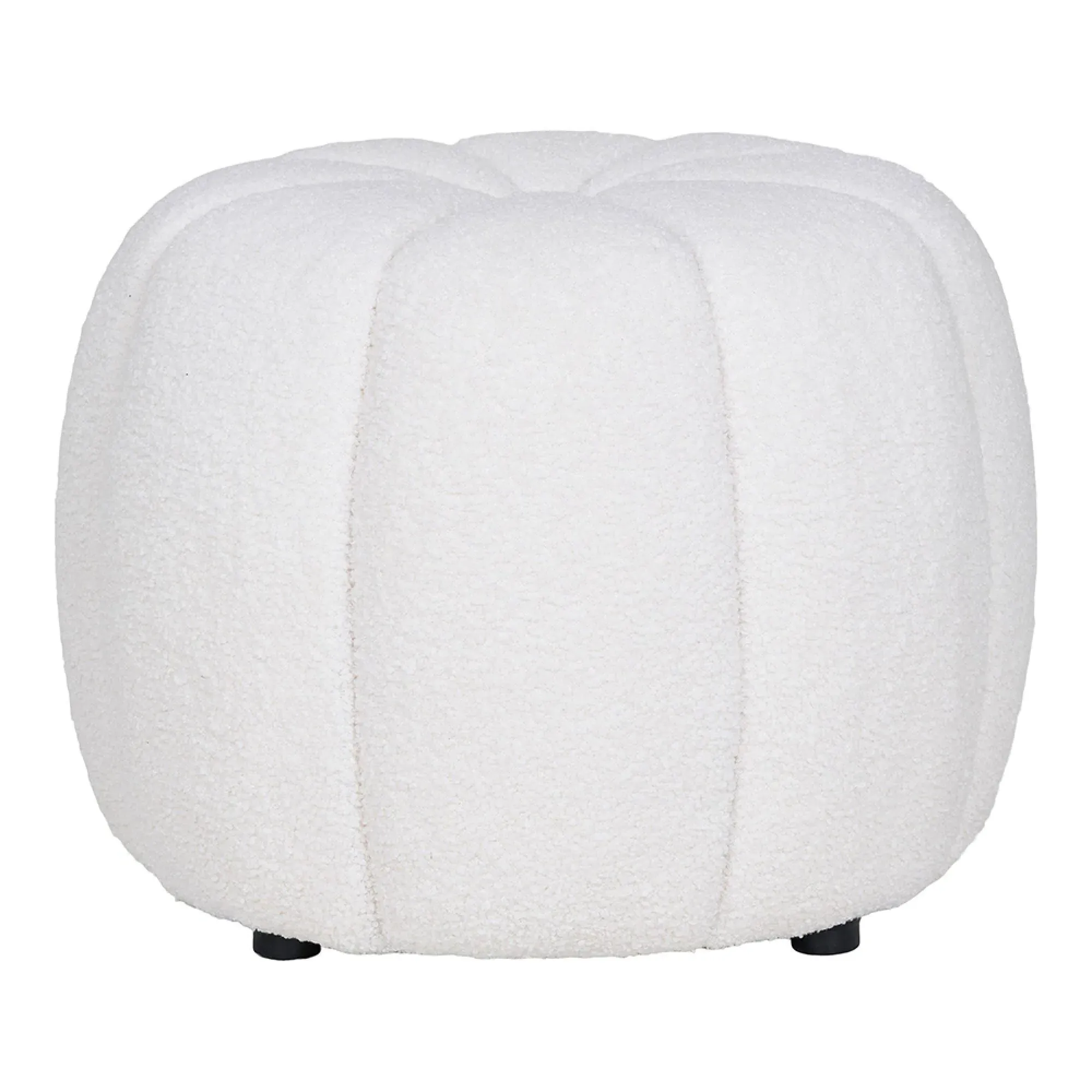 Paisley Round Pouf - Off White, Fabric