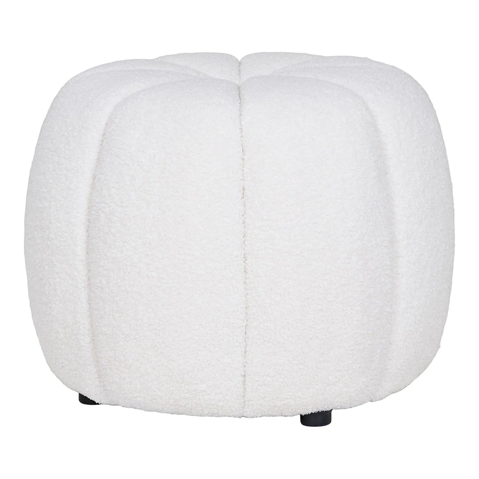 Paisley Round Pouf - Off White, Fabric