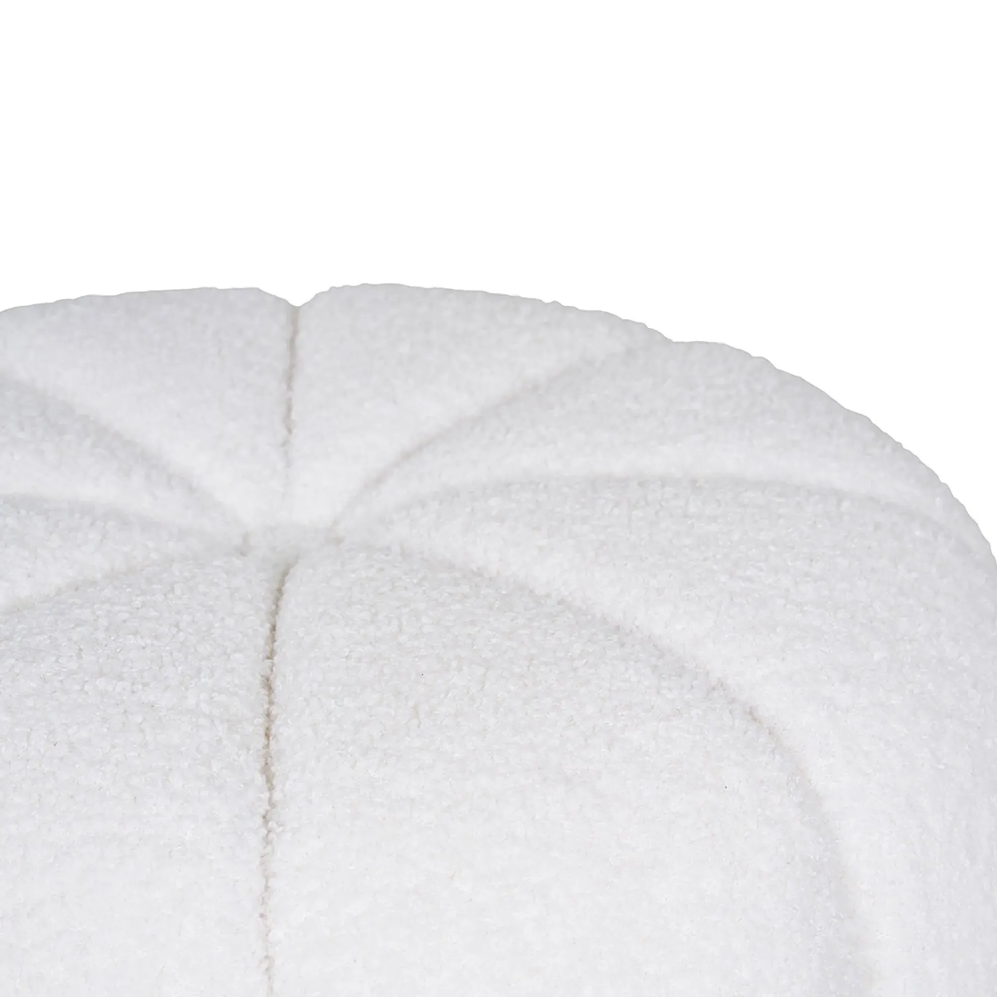 Paisley Round Pouf - Off White, Fabric