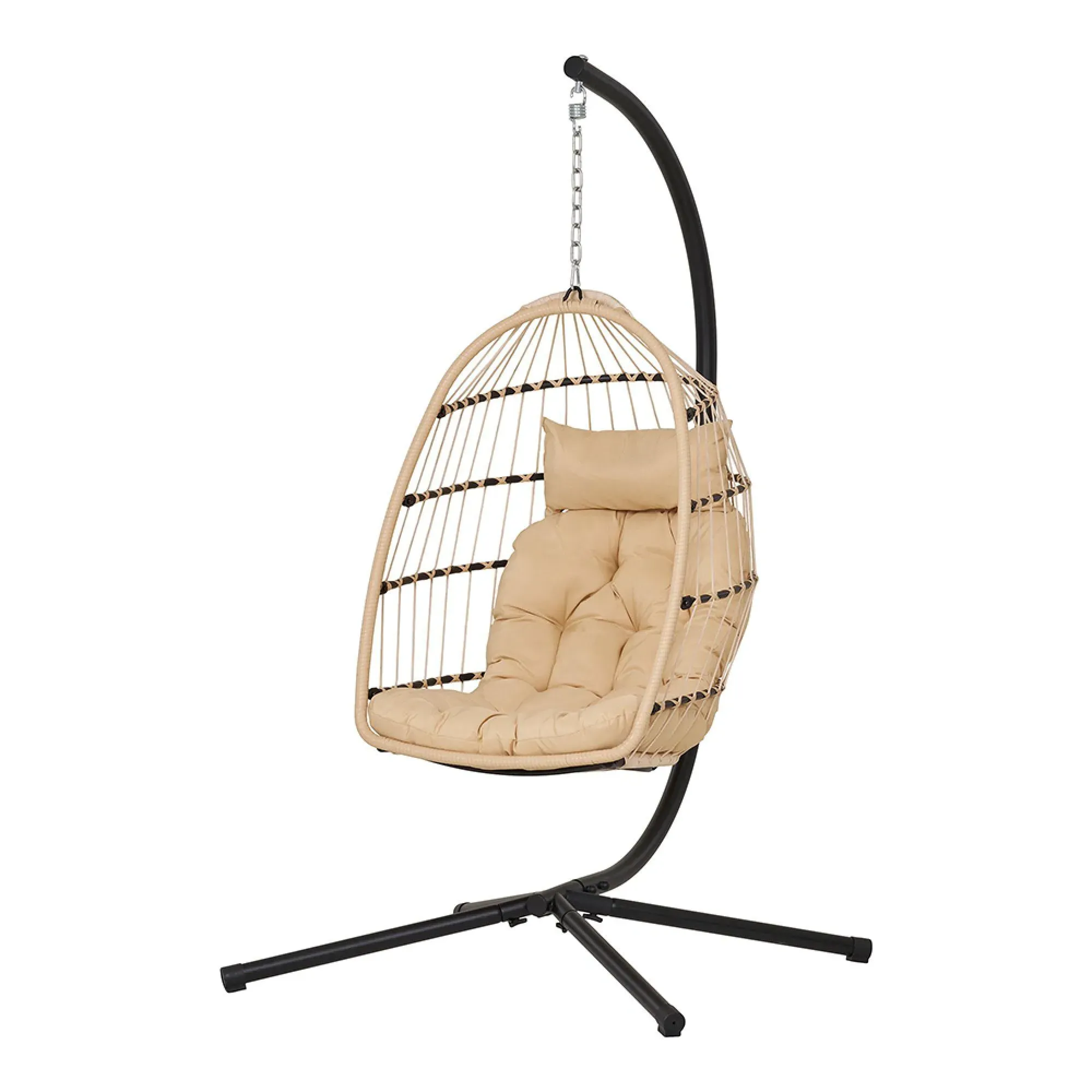 Patras Hanging Chair - Cream, Faux Rattan