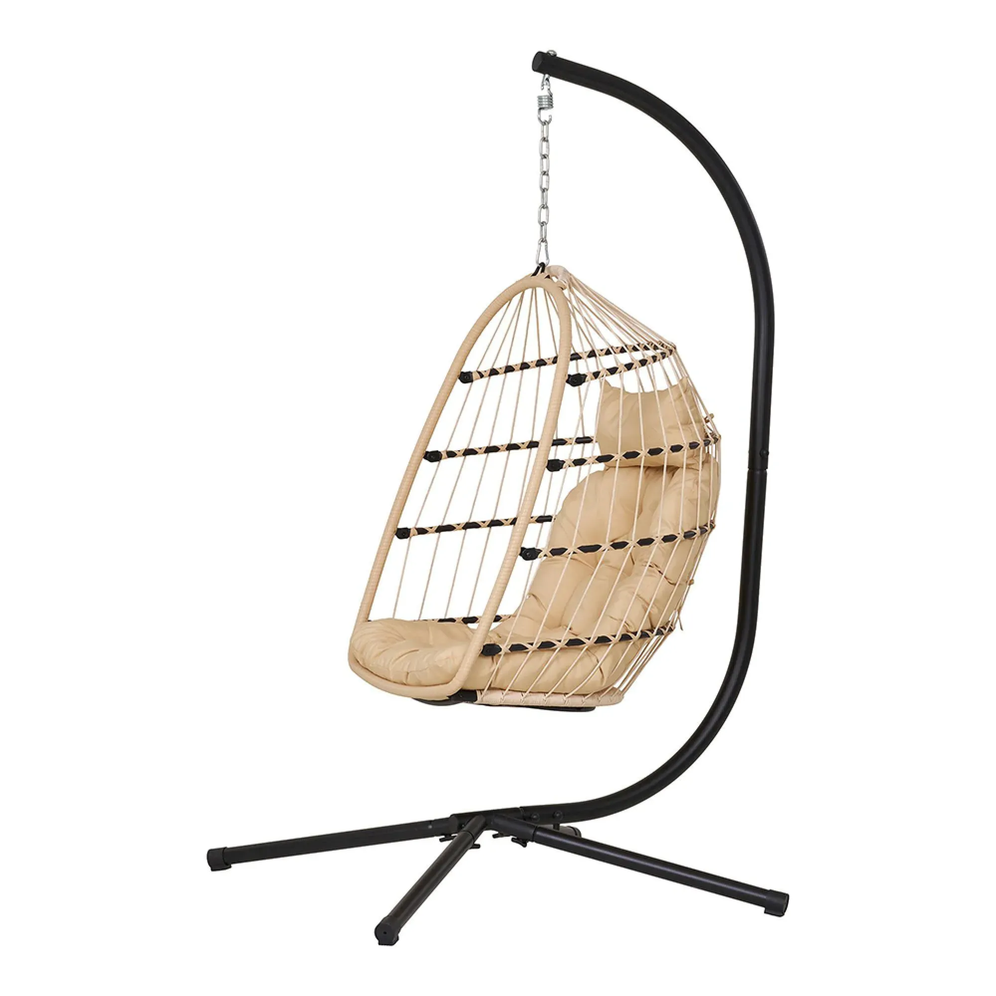 Patras Hanging Chair - Cream, Faux Rattan