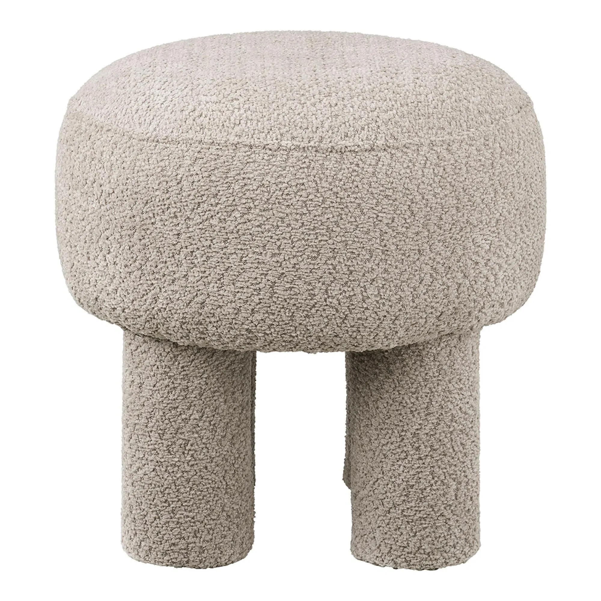 Perth Round Pouf - Light Grey, Fabric
