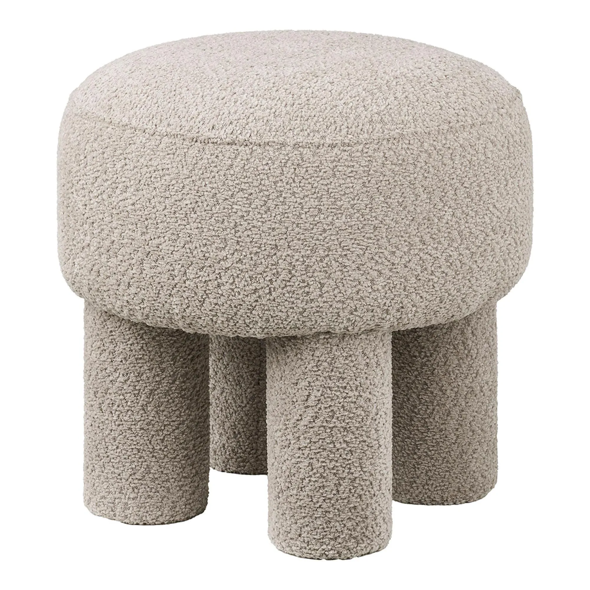Perth Round Pouf - Light Grey, Fabric