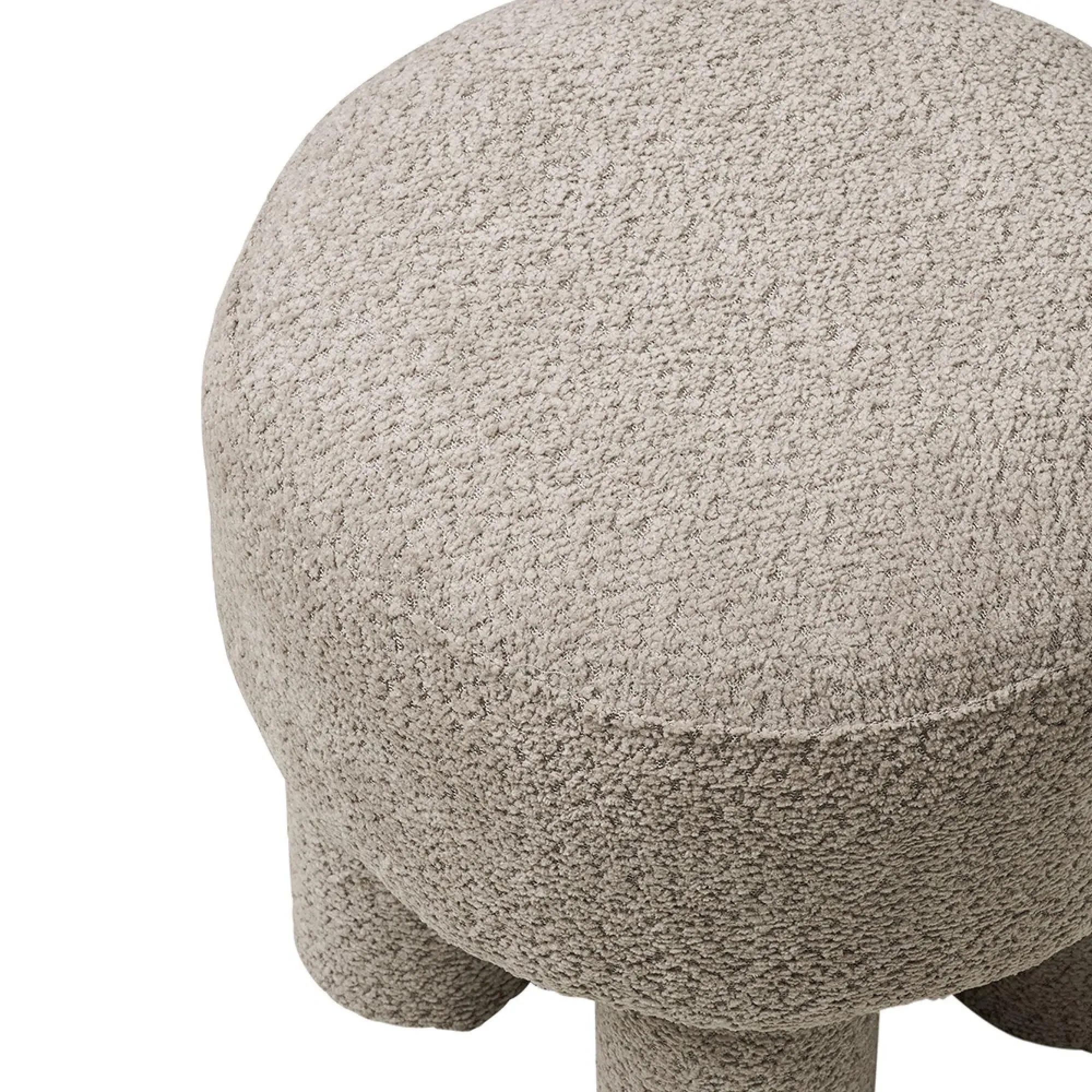 Perth Round Pouf - Light Grey, Fabric