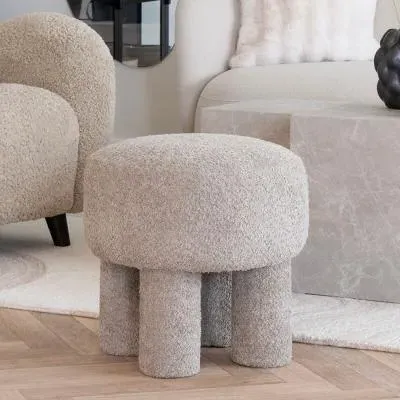 Perth Round Pouf - Light Grey, Fabric image