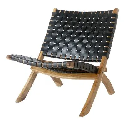 Perugia Folding Chair - Black, Leather image
