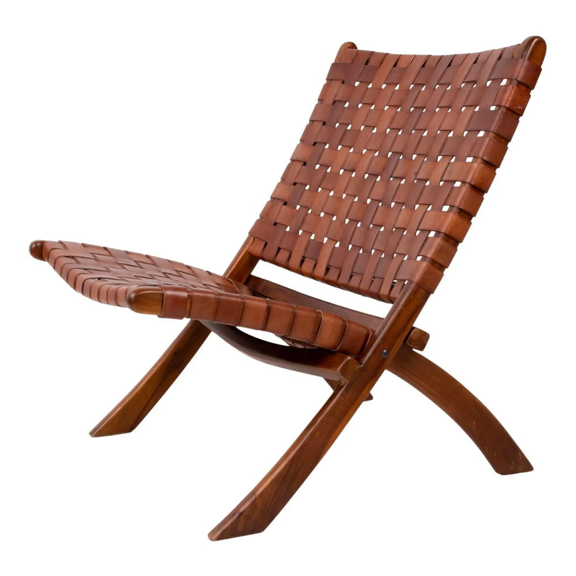 Perugia Folding Chair - Brown, Leather