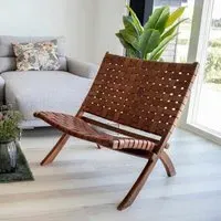 Perugia Folding Chair - Brown, Leather