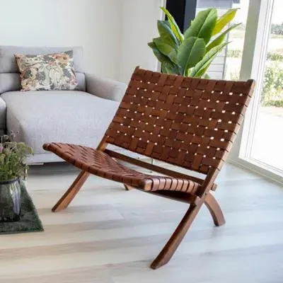 Perugia Folding Chair - Brown, Leather