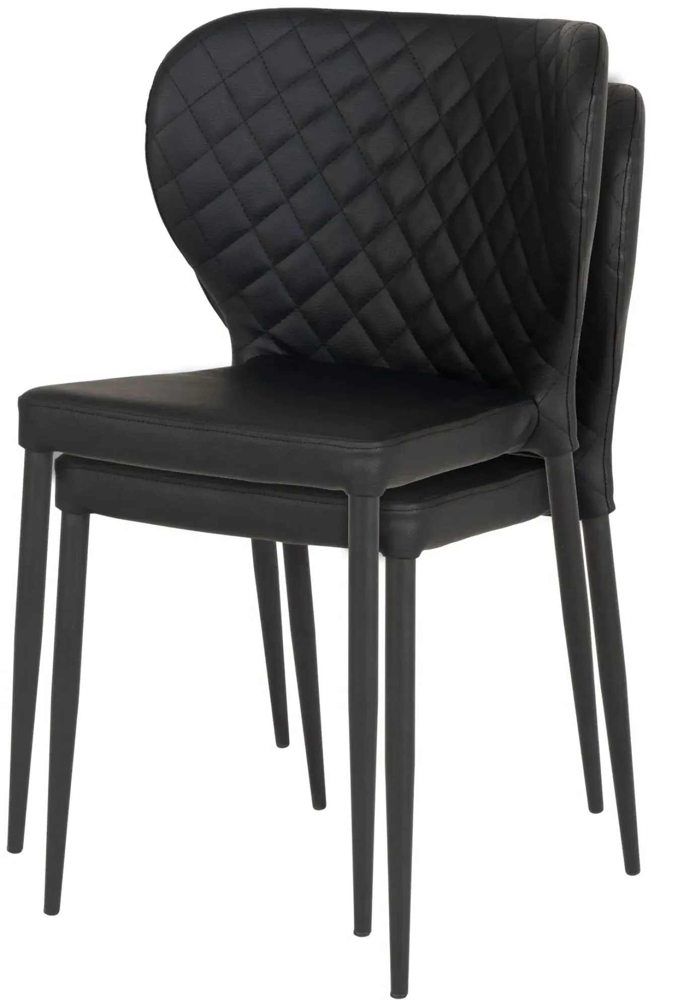 Pisa Dining Chair Set of 2 - Black, Faux Leather