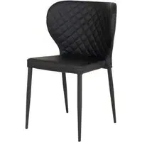Pisa Dining Chair Set of 2 - Black, Faux Leather