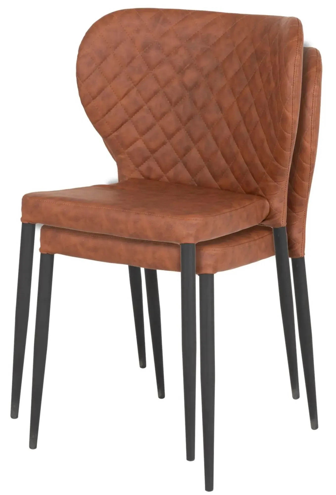 Pisa Dining Chair Set of 2 - Brown, Faux Leather