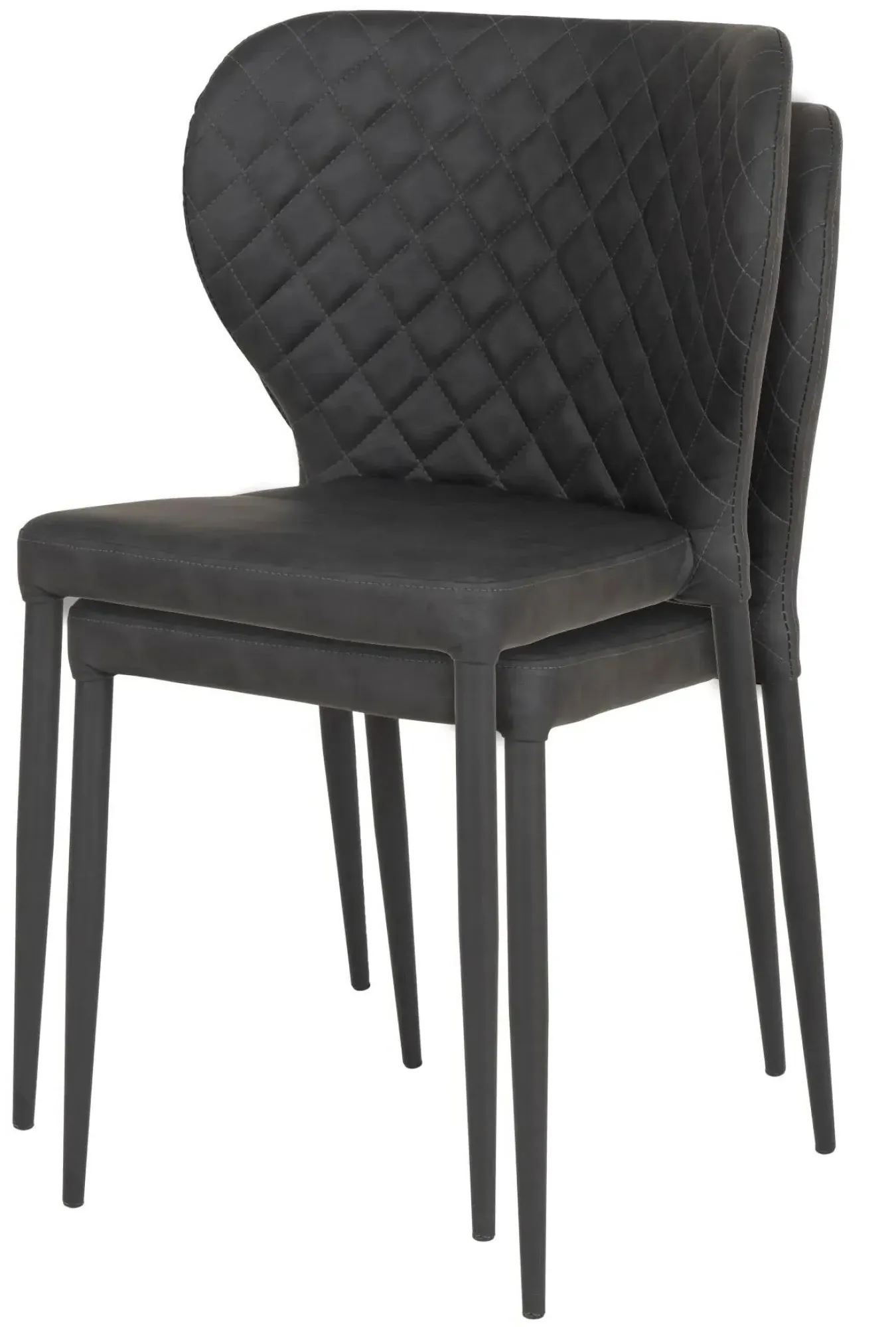 Pisa Dining Chair Set of 2 - Dark Grey, Faux Leather